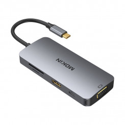 MOKiN 8in1 USB-C adapter 3x USB 3.0 + HDMI + USB-C + VGA + SD-kaardi lugeja + Micro SD-kaardilugeja (hõbedane)