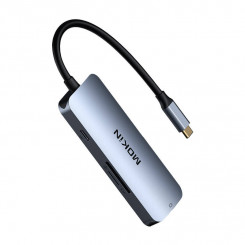 MOKiN Многопортовый концентратор 7 в 1 USB-C на 3x USB3.0+ SD/TF + HDMI + PD (серебристый)