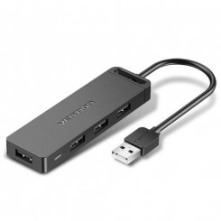 Vention 3-портовый концентратор USB 3.0 со звуковой картой и блоком питания 0,15 м, черный