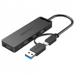 Vention 4-портовый концентратор USB 3.0 с интерфейсом USB-C и USB 3.0 2-в-1 и блоком питания 0,15 м, тип ABS