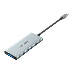 Концентратор USB-C — HDMI, 3 порта USB 3.0, SD, TF, PD Vention TOPHB 0,15 м Серый