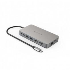 Концентратор USB-C HYPER Dual 4K HDMI 10-в-1 для MacBook M1/M2 USB Type-C 104 Мбит/с, серебристый