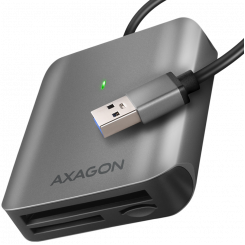 Axagon Aluminum high-speed USB-A 3.2 Gen 1 memory card reader. 3 slots, UHS-II.