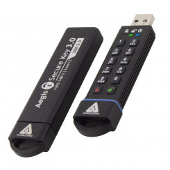 Apricorn 16 GB, A-tüüpi USB, lugemine 195 MB/s, kirjutamiskiirus 162 MB/s, riistvara krüptimine