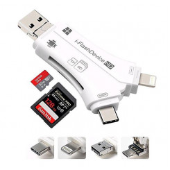 Универсальный USB-адаптер CoreParts Lightning/Micro USB/Type-C с поддержкой SD-карт до 128 ГБ