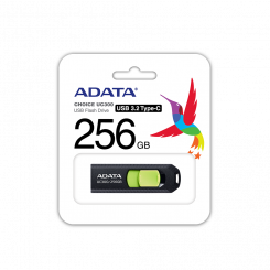 ADATA FlashDrive UC300, 256 ГБ, USB 3.2 Gen 1, черный/зеленый