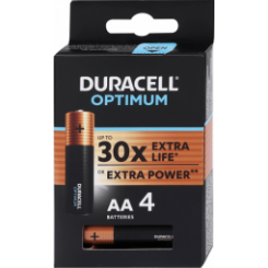 Duracell Optimum AA щелочные, 4 упаковки