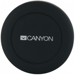 CANYON CH-2, Автомобильный держатель для смартфона, с функцией магнитной присоски, с 2 пластинами (прямоугольник/круг), черный, 44*44*40мм 0.035кг
