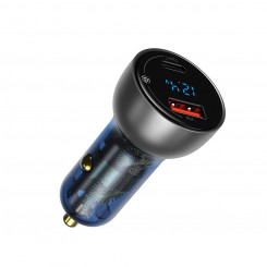 Baseus Particular Digital Display car charger with display, USB + USB-C, QC3.0+PD, 5A, 65W (silver)
