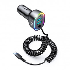 Joyroom JR-CL20 car charger, 2x USB + 2x Lightning, 57W + Lightning cable (black)
