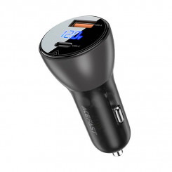 Acefast B6 63W car charger, USB + USB-C, with display (black)