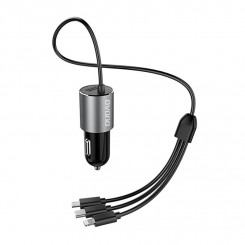 Автомобильное зарядное устройство Dudao R5Pro 1x USB, 3,4А + кабель 3в1 USB-C/Micro USB/Lightning (серый)