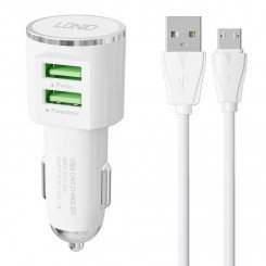Автомобильное зарядное устройство LDNIO DL-C29, 2x USB, 3,4А + кабель Micro USB (белый)