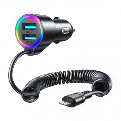 Joyroom JR-CL25 car charger, 2x USB + Lightning cable (black)
