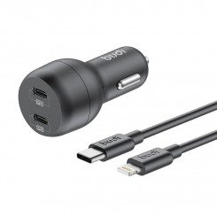 Автомобильное зарядное устройство Budi, 2x USB-C, 40 Вт, PD + кабель USB-C на Lightning (черный)