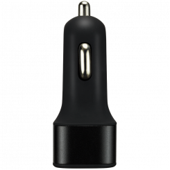 CANYON C-07, Универсальный автомобильный адаптер 3xUSB (1 USB с быстрым зарядным устройством QC3.0), вход 12–24 В, выход USB/5 В-2,1 А+QC3.0/5 В-2,4 А, 9 В-2 А и 12 В-1,5 А, со Smart IC ,черное резиновое покрытие+черное металлическое кольцо+порт QC3.0 с с