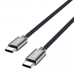 USB-C–USB-C kaabel Budi 65 W 1,5 m (must)