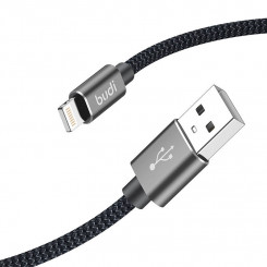 USB-A ja Lightning kaabel Budi 206L / 2M 2,4A 2M (must)