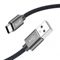 USB-A to USB-C Cable Budi 206T / 2M 2.4A 2M (black)