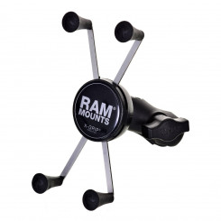 RAM Kinnitab X-Gripi suurt telefoni kinnitust koos mootorratta kahvli varre alusega