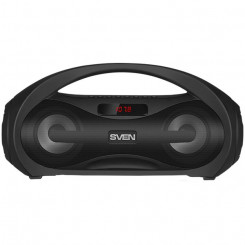 SVEN PS-425 2x6W; LED-ekraan; FM-raadio; USB / SD-kaardi tugi; AUX; Mikrofoni sisend (karaoke);Valgustus