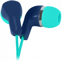 CANYON EPM-02, Стереонаушники со встроенным микрофоном, Зеленый+Синий, длина кабеля 1.2м, 20*15*10мм, 0.013кг