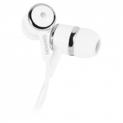 CANYON EPM-01, Stereo earphones with microphone, White, cable length 1.2m, 23*9*10.5mm,0.013kg