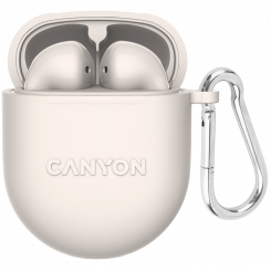 CANYON TWS-6, Bluetooth headset, with microphone, BT V5.3 JL 6976D4, Frequence Response:20Hz-20kHz, battery EarBud 30mAh*2+Charging Case 400mAh, type-C cable length 0.24m, Size: 64*48*26mm , 0.040kg, Beige