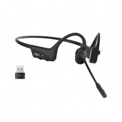 SHOKZ OpenComm2 UC Wireless Bluetooth Bone Conduction Videoconferencing Headset with USB-A adapter   16 Hr Talk Time, 29m Wireless Range, 1 Hr Charge Time   Includes Noise Cancelling Boom Mic and Dongle, Black (C110-AA-BK)