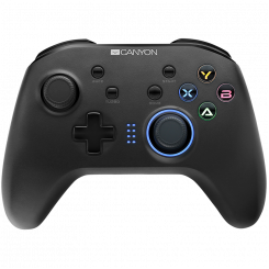 CANYON GP-W3, 2.4G Wireless Controller with built-in 600mah battery, 1M Type-C charging cable,6 axis motion sensor support nintendo switch,android,PC X-input/D-input,ps3,normal size dongle,black