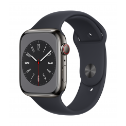 Apple Watch Series 8 GPS + Cellular MNKU3EL/A Smart watches GPS (satellite) Retina LTPO OLED Touchscreen 45mm Waterproof Bluetooth Wi-Fi Graphite