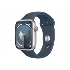 Apple Apple Watch Series 9 GPS + Cellular, 45 мм, серебристый алюминиевый корпус, спортивный ремешок синего цвета — S/M Apple