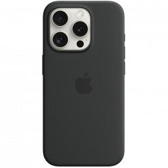 Силиконовый чехол MagSafe для iPhone 15 Pro — черный
