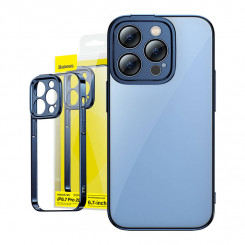 Baseus Glitteri kaitsekomplekt, läbipaistev ümbris ja karastatud klaas iPhone 14 Pro Maxi jaoks (sinine)