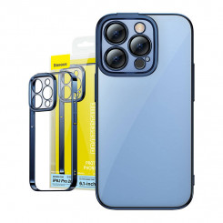 Защитный комплект Baseus Glitter прозрачный чехол и закаленное стекло для iPhone 14 Pro (синий)