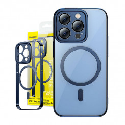 Baseus Glitteri kaitsekomplekt, läbipaistev magnetümbris ja karastatud klaas iPhone 14 Pro Maxile (sinine)