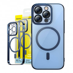 Защитный комплект Baseus Glitter Protective Set Прозрачный магнитный чехол и закаленное стекло для iPhone 14 Pro (синий)