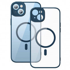 Защитный комплект Baseus Frame Protector Прозрачный магнитный чехол и закаленное стекло для iPhone 14 Plus (синий)