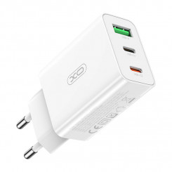 XO L101 wall charger, USB + 2x USB-C, PD 20W (white)