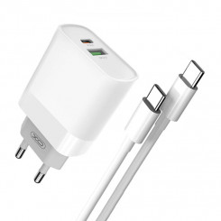 XO L64 wall charger, USB + USB-C, 20W (white)