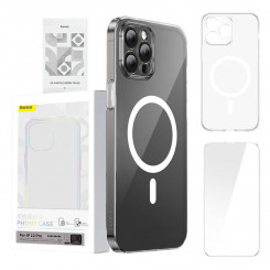 Защитный чехол Baseus Magnetic Crystal Clear для iPhone 12 Pro (прозрачный) + закаленное стекло + набор для чистки