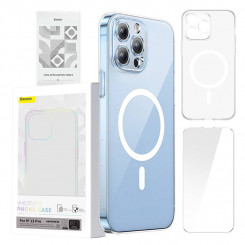 Защитный чехол Baseus Magnetic Crystal Clear для iPhone 13 Pro (прозрачный) + закаленное стекло + набор для чистки
