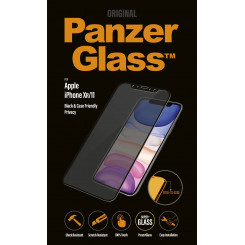 PanzerGlass P2665 Screen protector Apple iPhone Xr/11 Tempered glass Black Confidentiality filter; Full frame coverage; Anti-shatter film (holds the glass together and protects against glass shards in case of breakage); Case Friendly – compatible with all