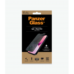 PanzerGlass Apple iPhone 13 Mini Tempered glass Black Privacy Screen Protector Crystal clear; Resistant to scratches and bacteria; Shock absorbing; Easy to install