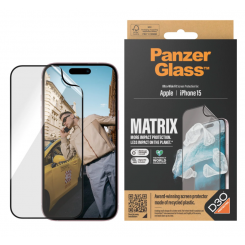 PanzerGlass Screen protector Apple iPhone Recycled plastic Transparent MATRIX with D3O Ultra-Wide Fit; Easy installation; Fingerprint resistant; Anti-yellowing; Touch sensitivity
