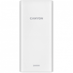 CANYON PB-2001, Power bank 20000mAh Li-poly battery, Input 5V/2A, Output 5V/2.1A(Max) , 144*69*28.5mm, 0.440Kg, white
