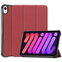 CoreParts Cover for iPad Mini 6 2021 for iPad Mini 6 (2021) Tri-fold Caster Hard Shell Cover with Auto Wake Function - Wine Red
