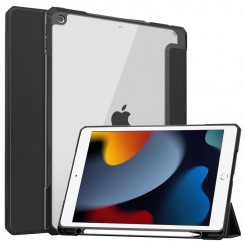CoreParts Cover for iPad 6/7/8 2019-2021 for iPad 7/8/9 (2019-2021) 10.2 Tri-fold Transparent TPU Cover Built-in S Pen Holder with Auto Wake Function - Black