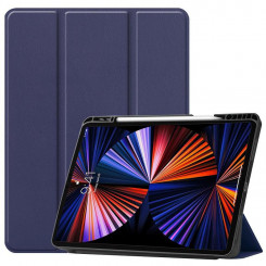 CoreParts Cover for iPad Pro 12.9 2021 For iPad Pro 12.9 5th Gen (2021) Tri-fold Caster TPU Cover Built-in S Pen Holder with Auto Wake Function - Dark Blue