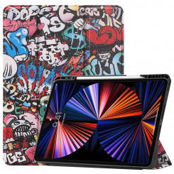CoreParts Cover for iPad Pro 12.9 2021 For iPad Pro 12.9 5th Gen (2021) Tri-fold Caster TPU Cover Built-in S Pen Holder with Auto Wake Function - Graffiti Style